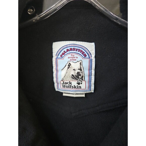 Vintage Jack Wolfskin Polarsystem Black Button-Up Fleece Sz LG Look At Measuring - Picture 3 of 12